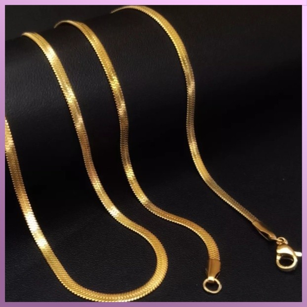 High Class Quality Kalung Titanium Pipih EMAS DAN PUTIH Pria Dan Wanita Anti Karat Awet Dan Tahan La