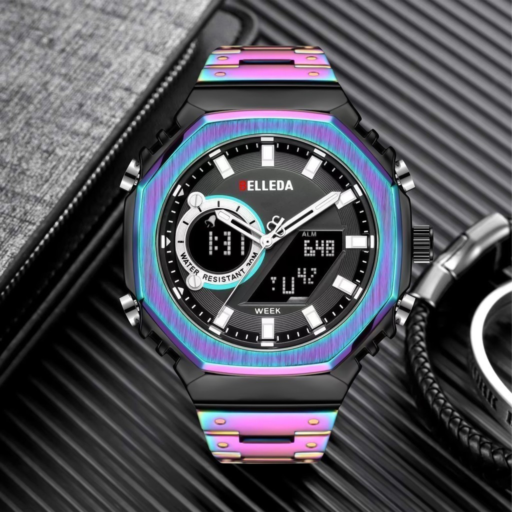 Jam Tangan Pria Belleda 9950 Dual Time Original Tahan Air 30 Meter Watches SIMPLE