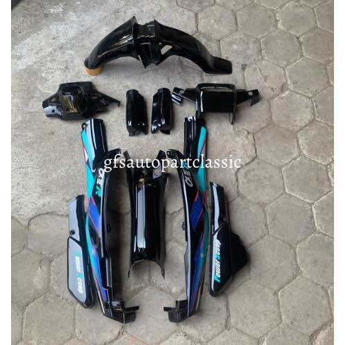 Body Set Halus Yamaha Alfa Warna Hitam Set Striping Tosca Biru