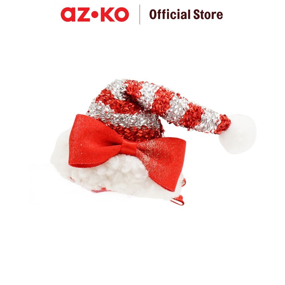 AZKO Noelle Jepit Rambut Natal Christmas Hat Bow - Merah/Putih Hiasan Natal Pernak Pernik Natal Orna