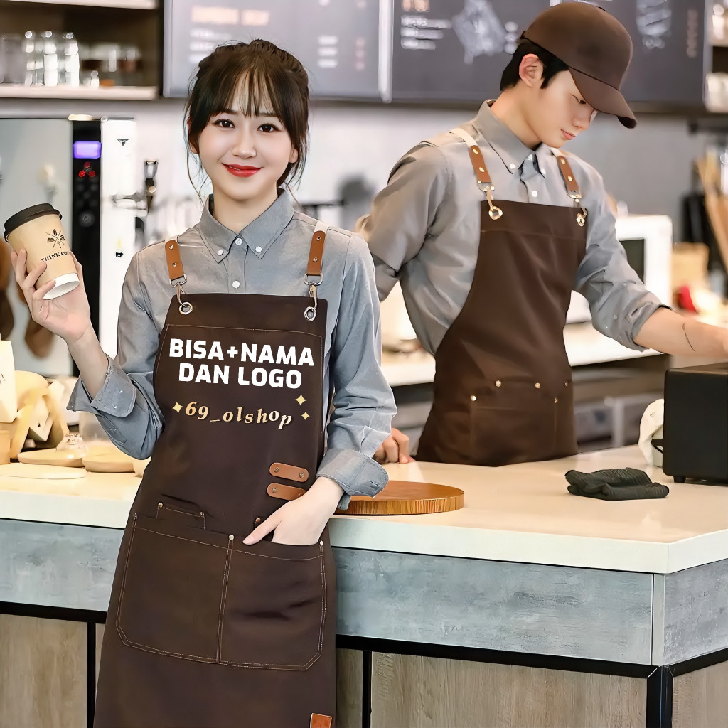 APRON MASAK WATERPROOF APRON BARBERSHOP APRON MASAK KOREAN STYLE PRIA WANITA APRON BARISTA