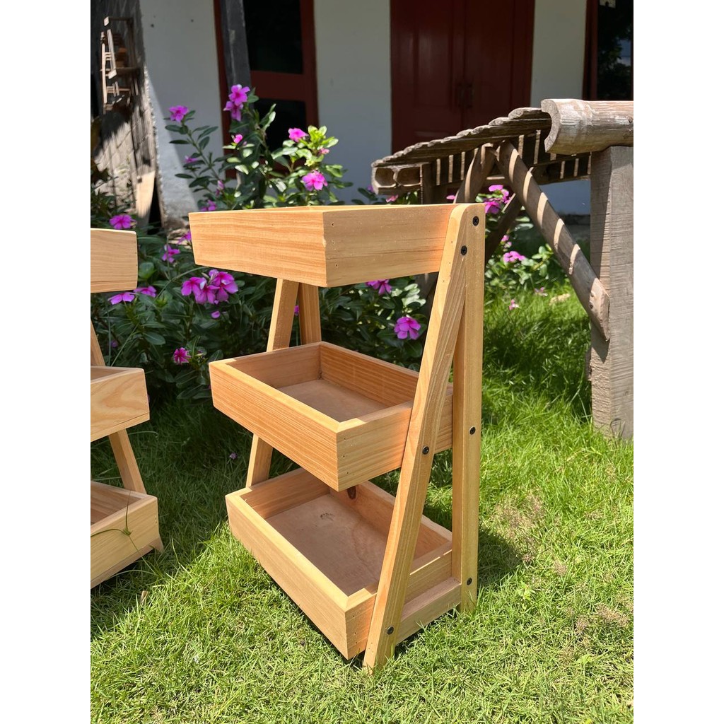 Rak Bawang Kayu 3 Susun / Rak Bumbu Serbaguna