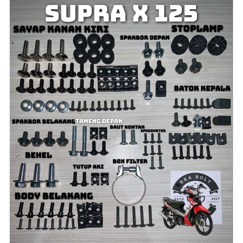 Cod/baut body honda supra x125/baut fullset bodi supra x125R 2007-2013