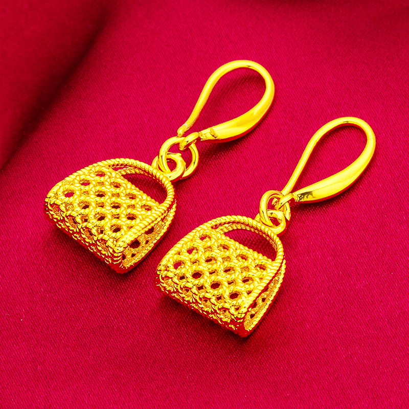 Anting, tas, anting wanita pasir emas Vietnam, perhiasan emas pasir, anting koin.