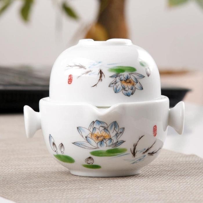 TEA SET YAN CHA CLASSIC PORCELAIN 1 TEKO + 1 CANGKIR TEKO CANGKIR TEH - LOTUSFLOWER