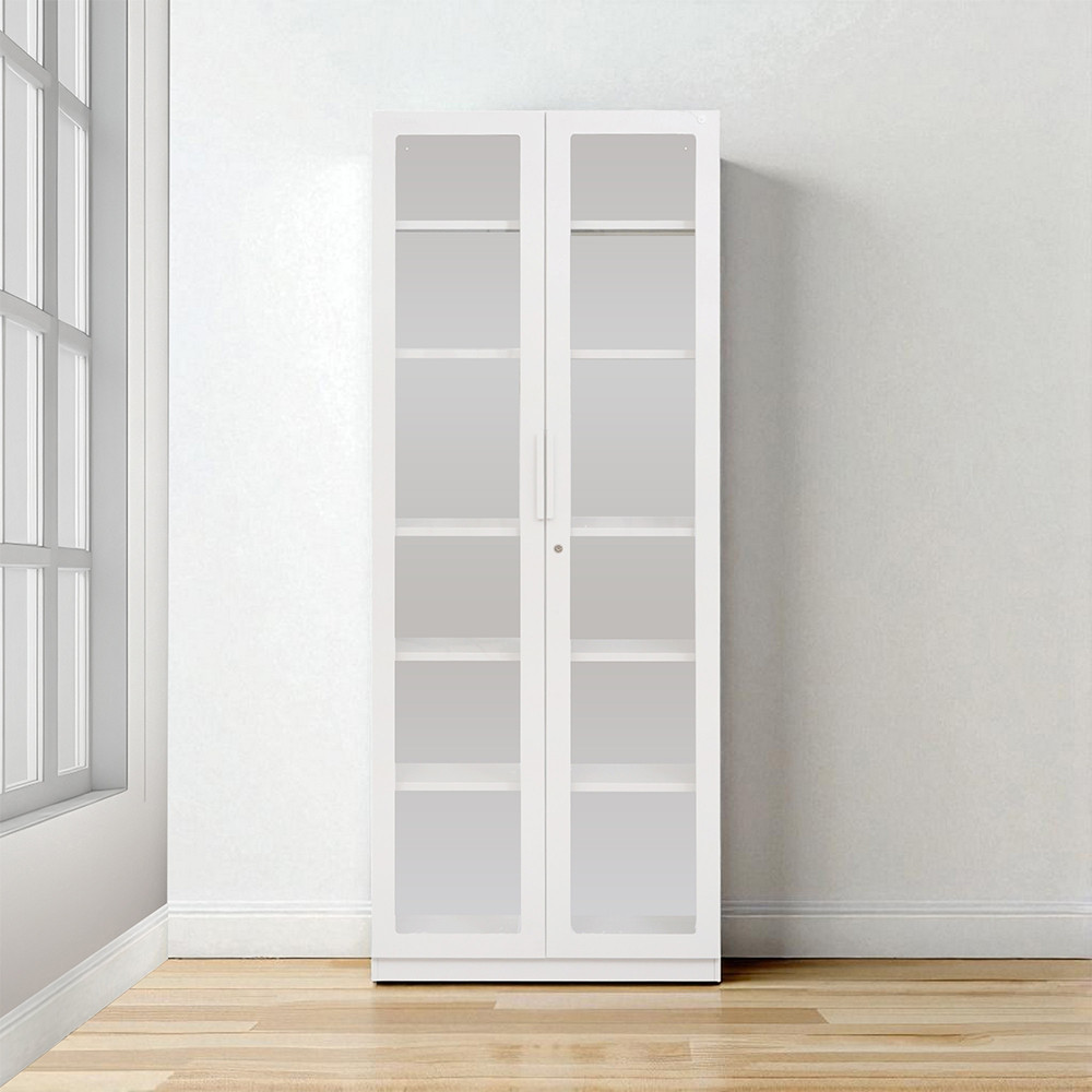 Informa Gions Lemari Arsip Kantor Metal 2 Pintu Kaca - Putih File Cabinet Lemari Besi Kabinet Tempat