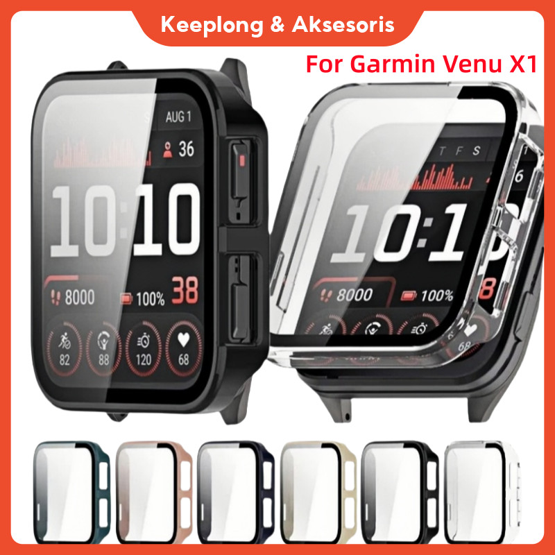 For Garmin Venu X1 Screen Protector Case 2-in-1 Tempered Glass+PC Hard Cover Untuk Garmin Venu X1  F