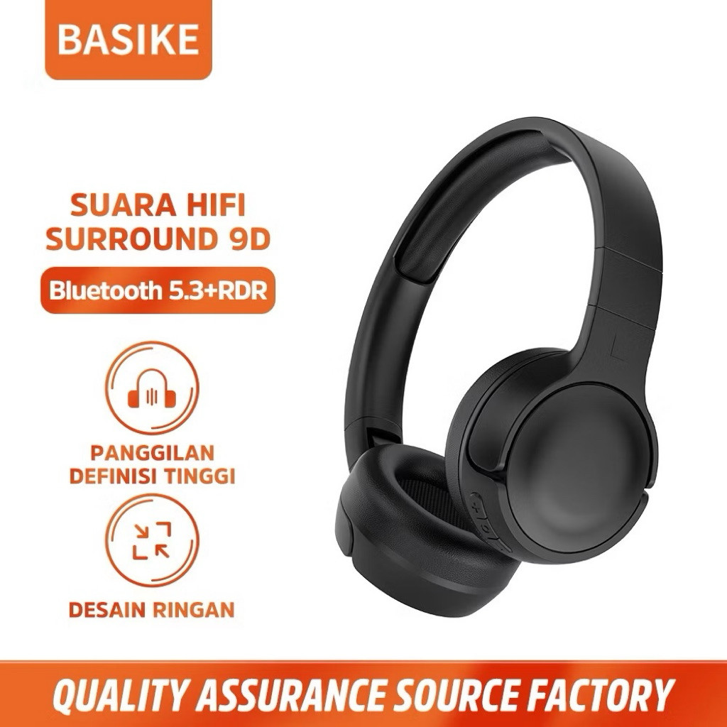 BASIKE Headphone Bluetooth TWS 9D Hifi Music TW116 Headset Nirkabel Gaming Makaron foldable