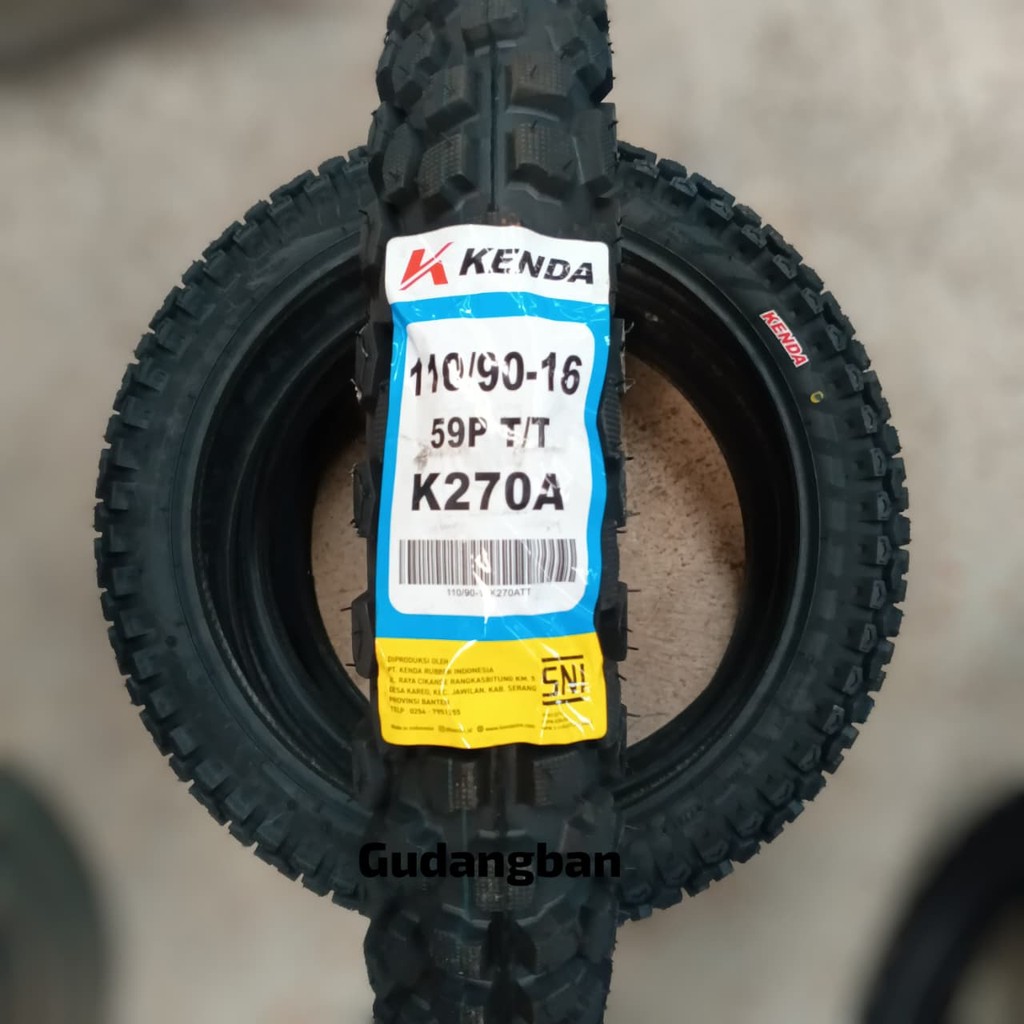 ( K270 - RING 16 ) 110 / 90 - 16 KENDA CROSSOVER Ban Luar Motor TRAIL TUBETYPE ORIGINAL BARU