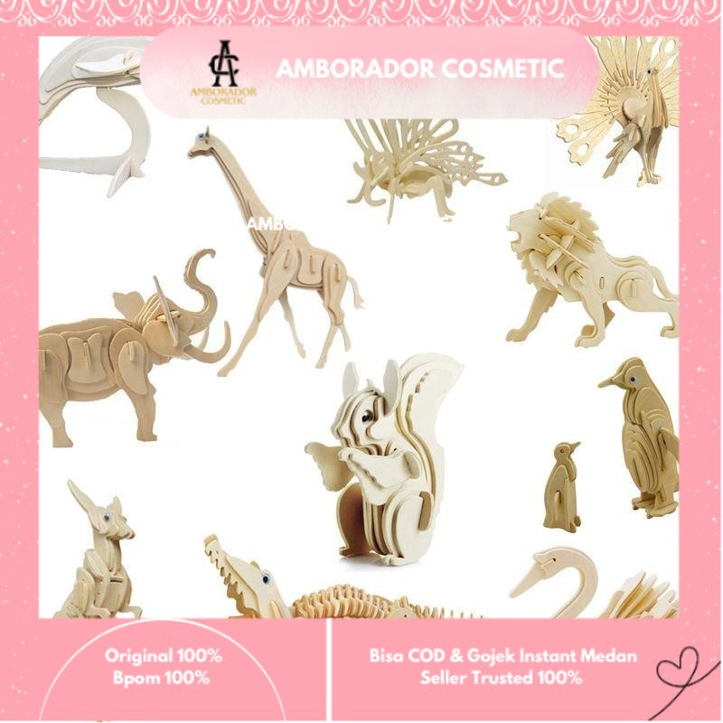 MH - MAINAN PUZZLE DIY EDUKASI ANAK-ANAK MAINAN KREATIFITAS PUZZLE HEWAN MAINAN PUZZLE KAYU FAUNA