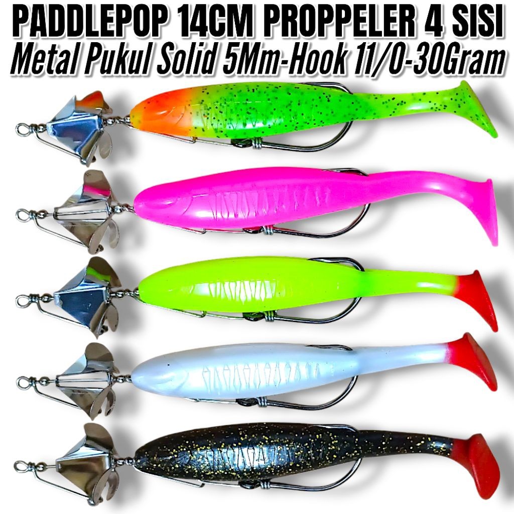 Paddle Pop 14Cm Lonceng Proppeler 4 Sisi. Hook Custom Oxgn 11/0. Berat 30Gram. Silencer Paddle Pop L