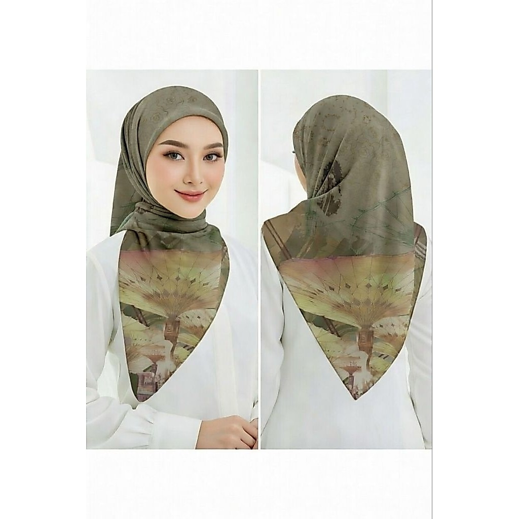 HIJAB VOAL PRINTING/HIJAB SUBLIM MOTIF KA'BAH MEKKAH COCOK BUAT SOVENIR OLEH-OLEH HAJIAN UMROH