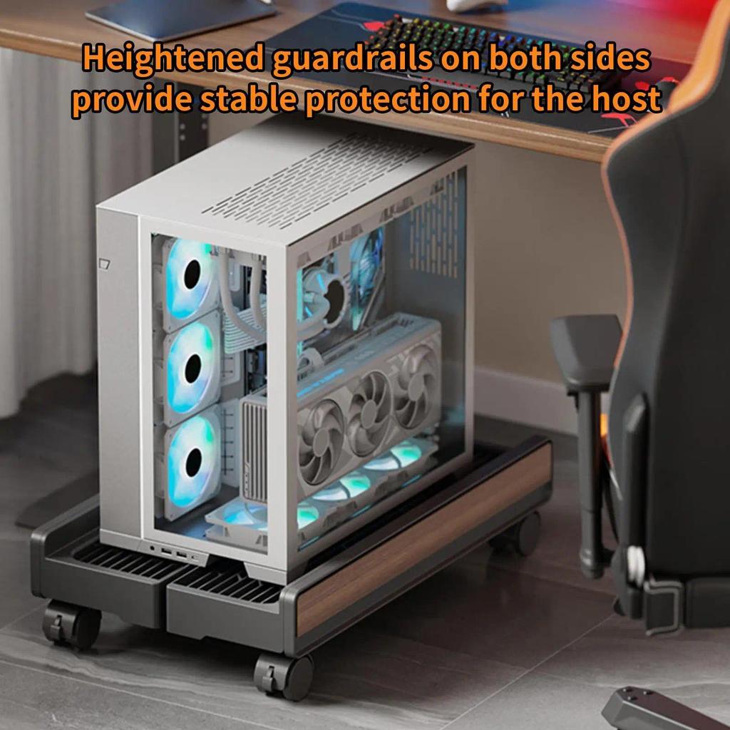 Computer Tower Stand with 4 Caster Wheels PC Tower Stand Lifting Rack Portable PC Tower Floor Stand 