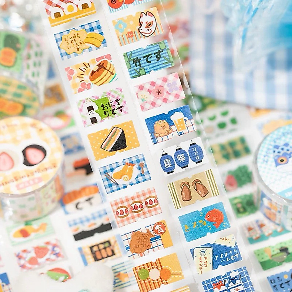 sticker roll label japanese vibes colorfull dekorasi journal readystock B3646