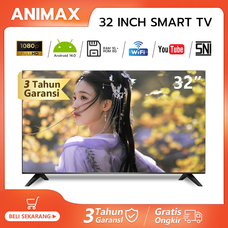 ANIMAX TV Android 32 inch Smart Digital TV 43/40/32 Inch TV Led Murah Promo TV HD Ready Televisi Led