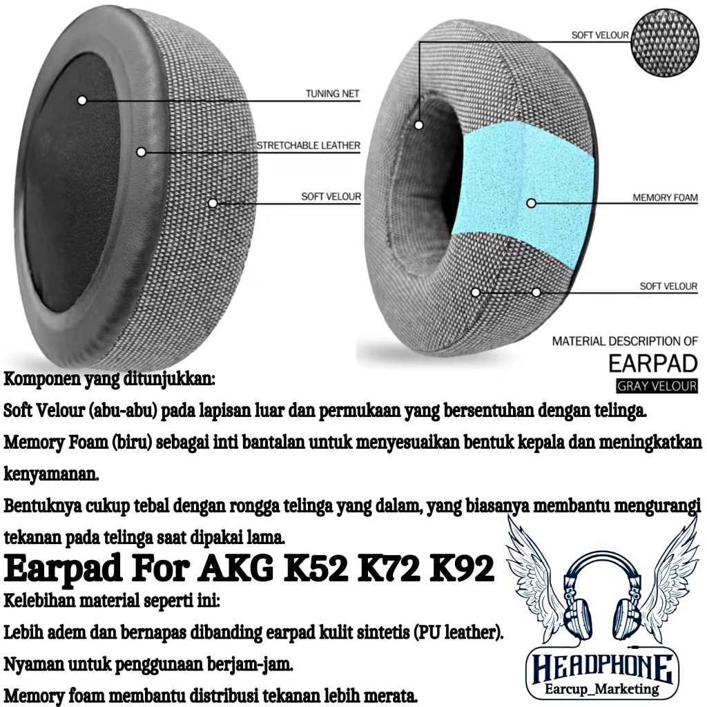 Bantalan Busa Earcup Earpad Headphones Foam AKG K92 / AKG K 92