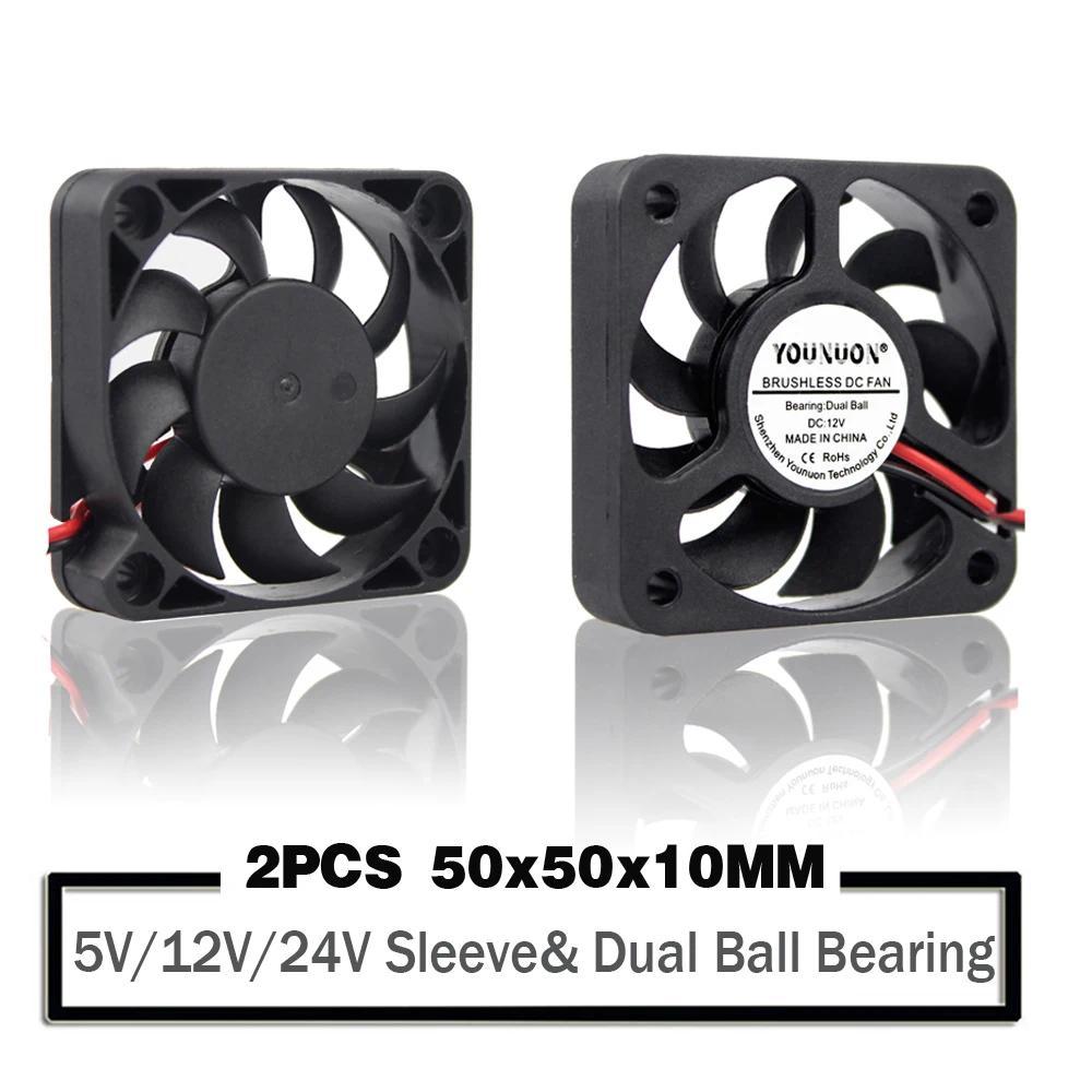 2 Pieces 5V 12V  24V 5010 50mm Fan Ball Bearing 50x50x10mm Fan 5010  Cooling Fan 5cm PC Laptop Compu