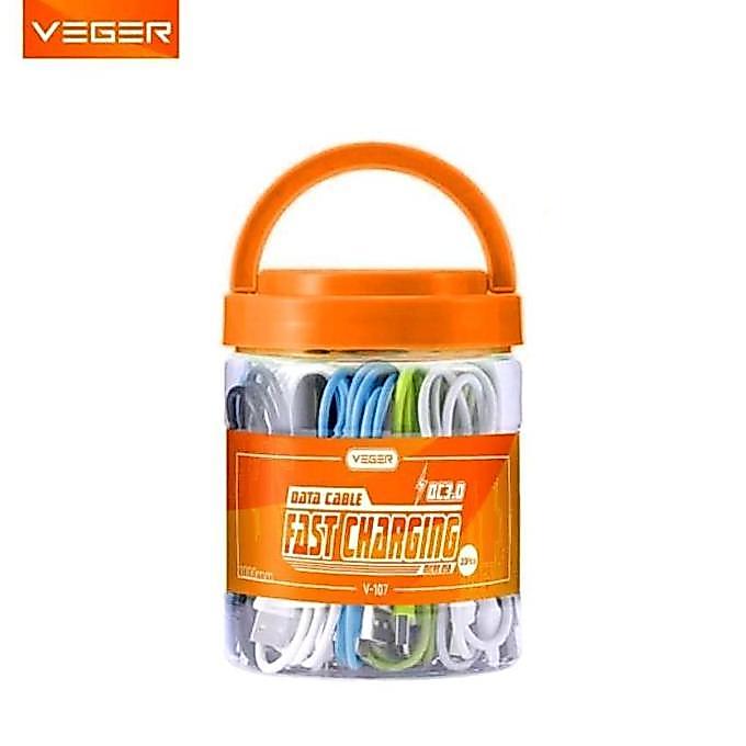 Yumacell- Veger V-107 (1 Toples Isi 20Pcs) / Kabel Data Veger V-107 For Micro Usb 1Meter Fast Quick 