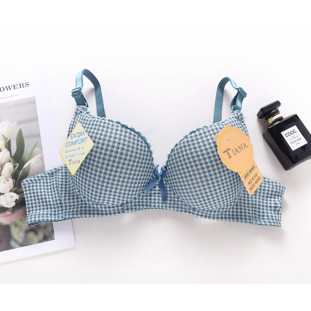 BH Bra Kawat Tiana K108 Push Up Cup A motif kotak Kait 2 | Size 34 36 38 40