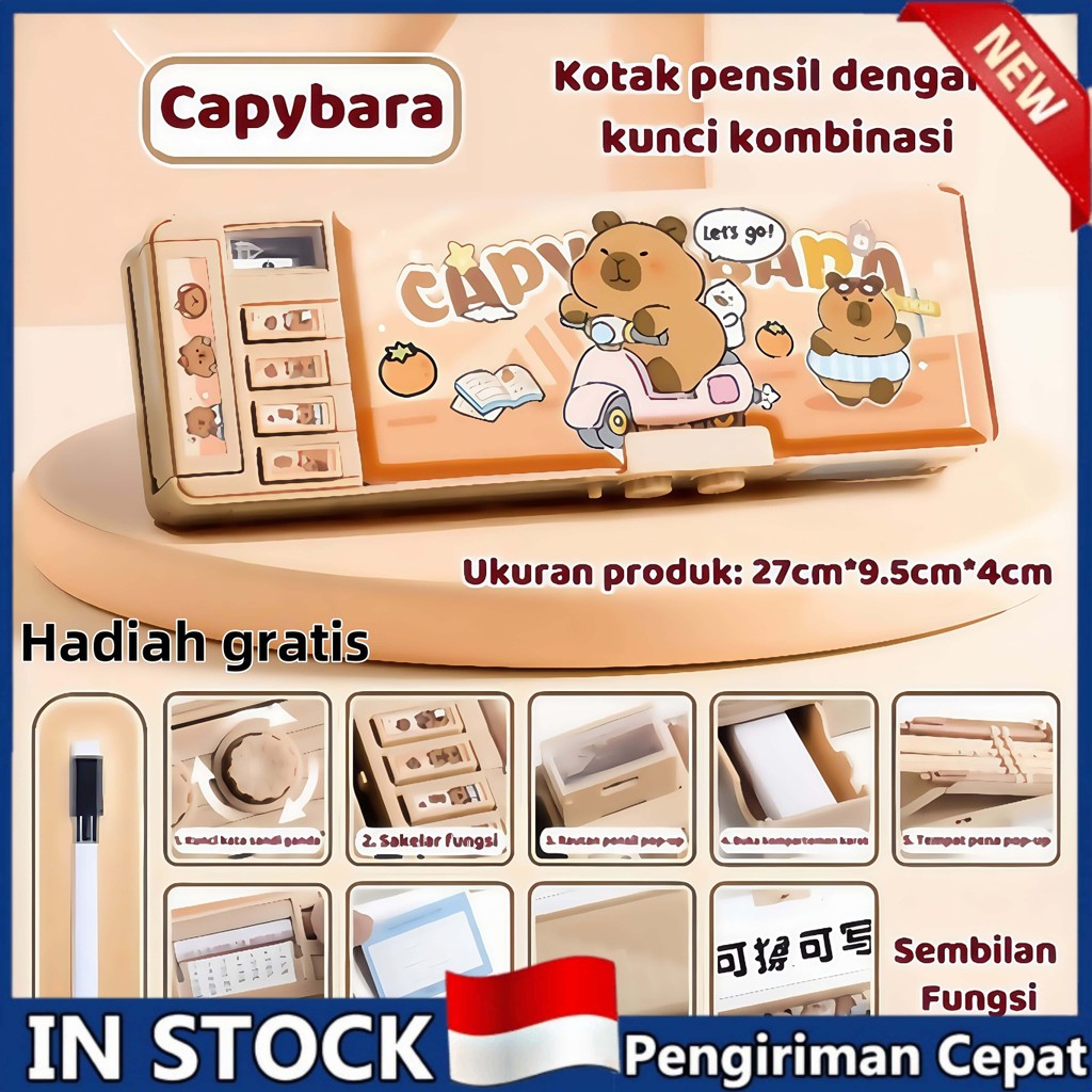 

Capybara Multifunctional Pencil Case With Password Lock For Capacity Upgrade Bawa pena