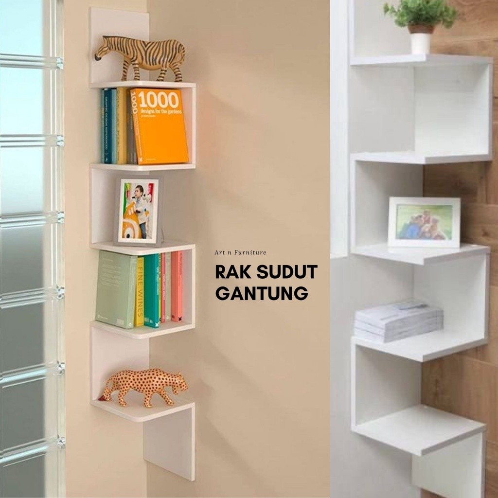 Promo Rak sudut Rumah Kamar Dinding Tempel Rak Buku Bunga Kosmetik Serbaguna 022
