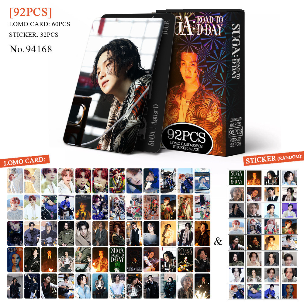 

60+32Pcs/Set Kpop SUGA Lomo Card Idol Suga D-DAY Postcard Album New Photo Print Cards Picture For Fans Collectible Cards