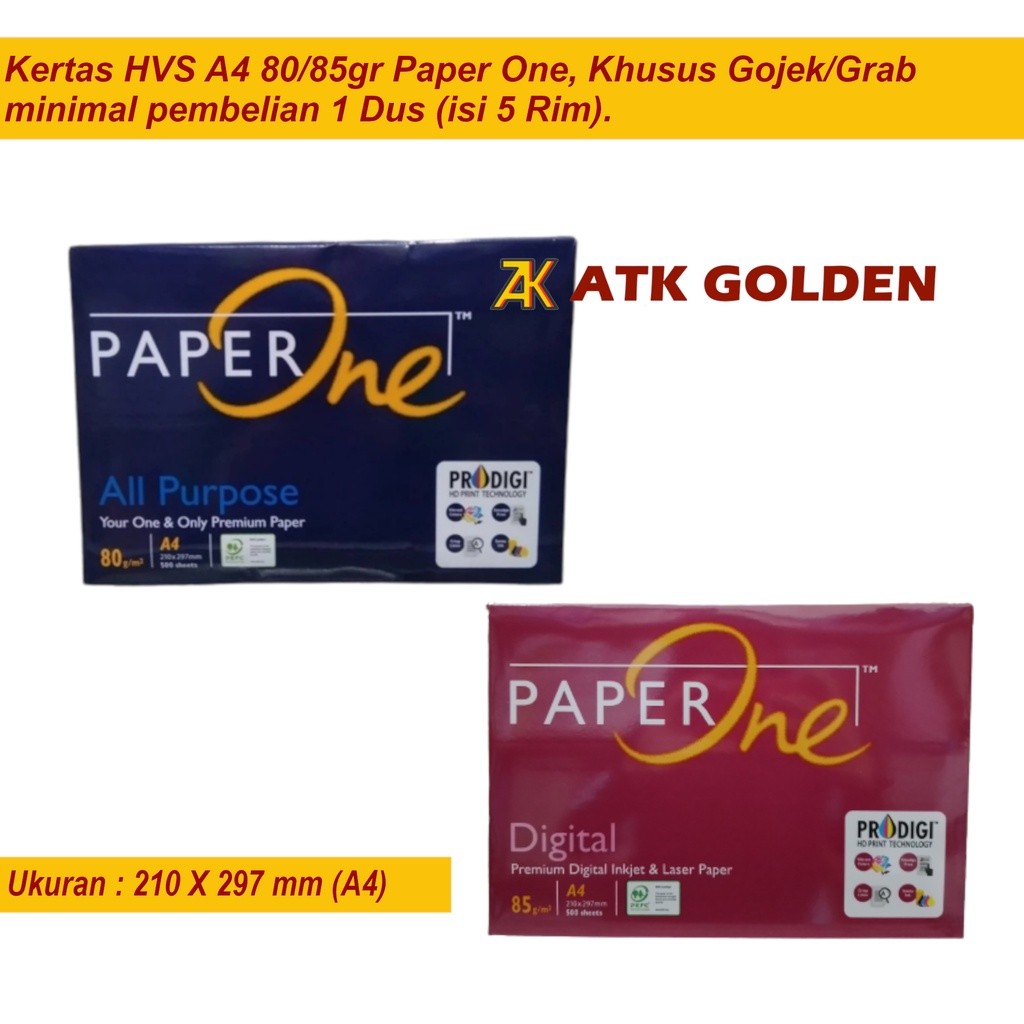 

Kertas HVS A4 80gr Paper One Khusus Gojek/Grab