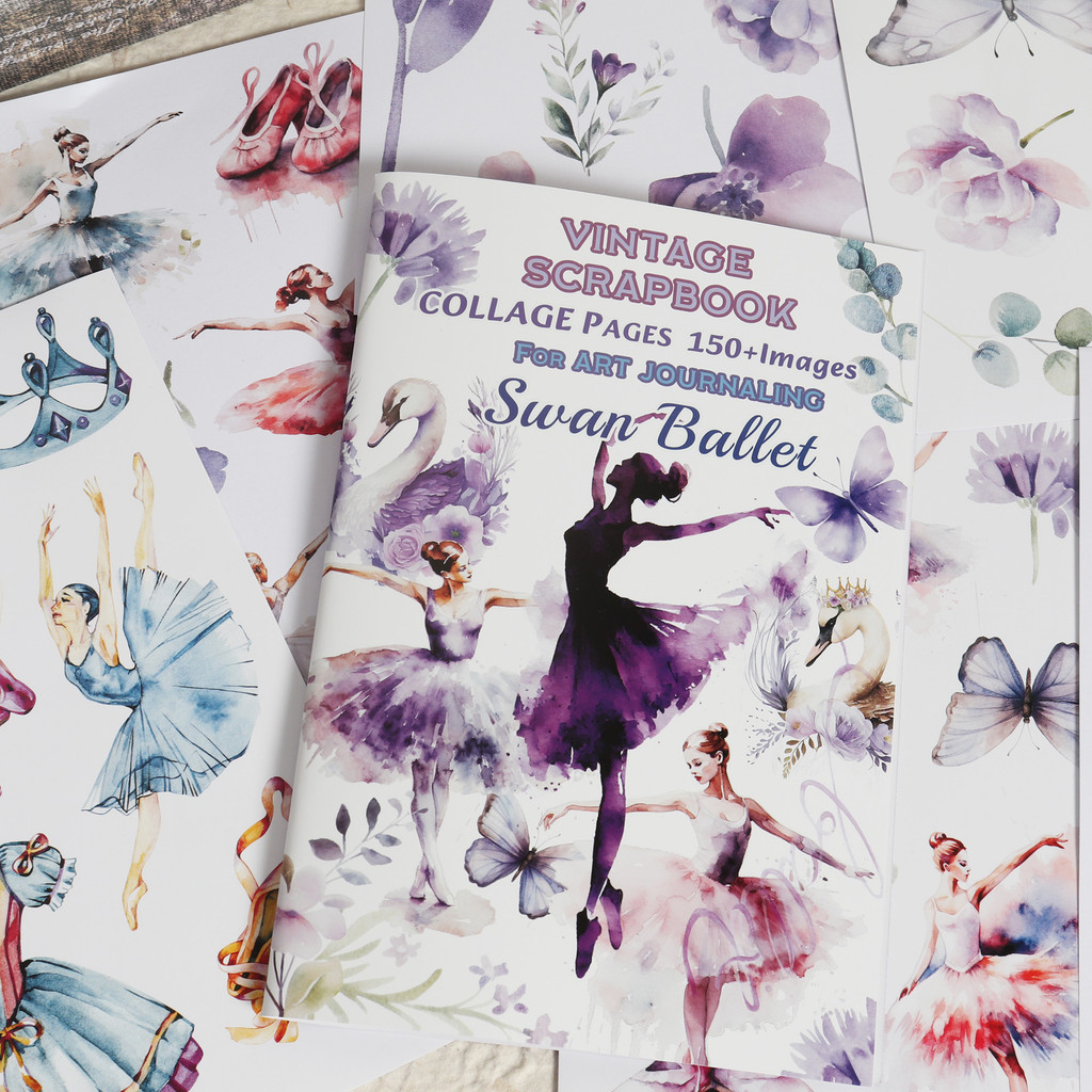 

18sheets(10stickers+8papers) No Die-cutting Swan Ballet Theme Diy Decorative Scrapbook Set,for DIY Crafts, Scrapbooking Supplies