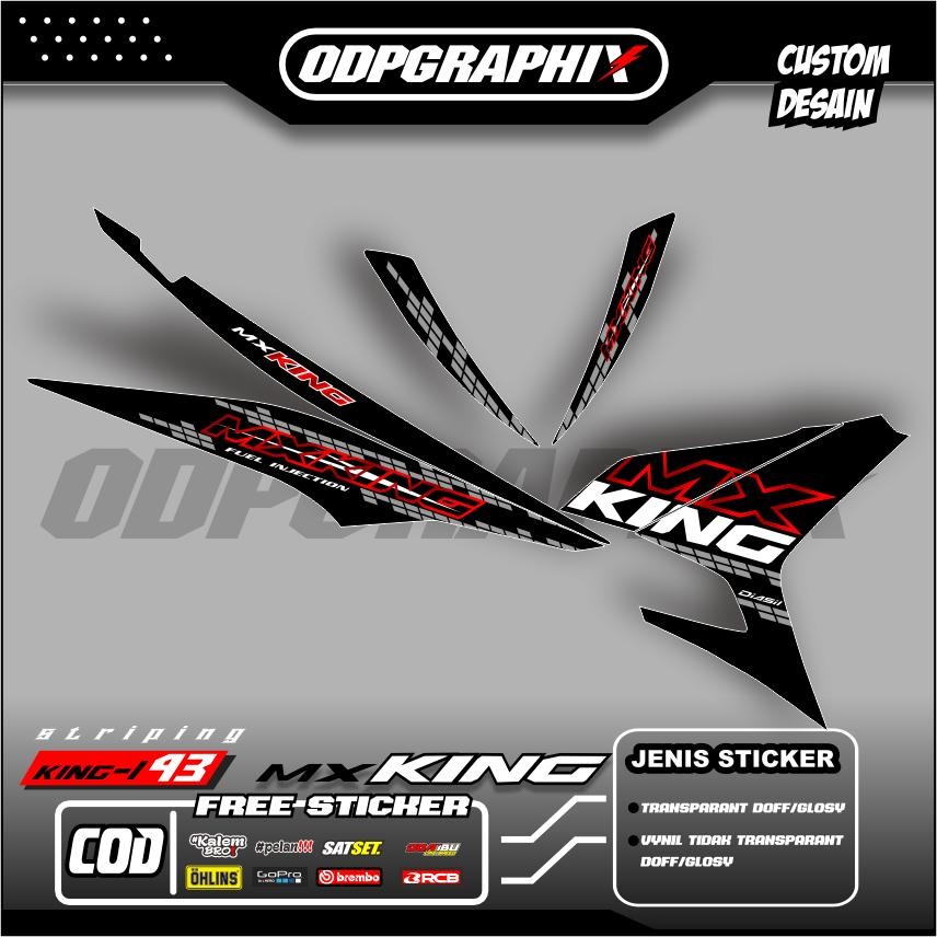 Striping Transparan mx king 150 Sticker Transparan Costume UV Premium Maxdecal Motif Terbaru warna M