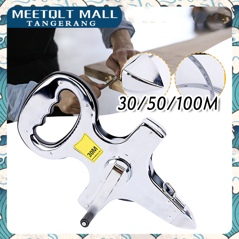 Stainless Steel Meteran Tancap Tanah Panjang 100 meter / 50 meter/ 30 meter Meteran Roll Plat
