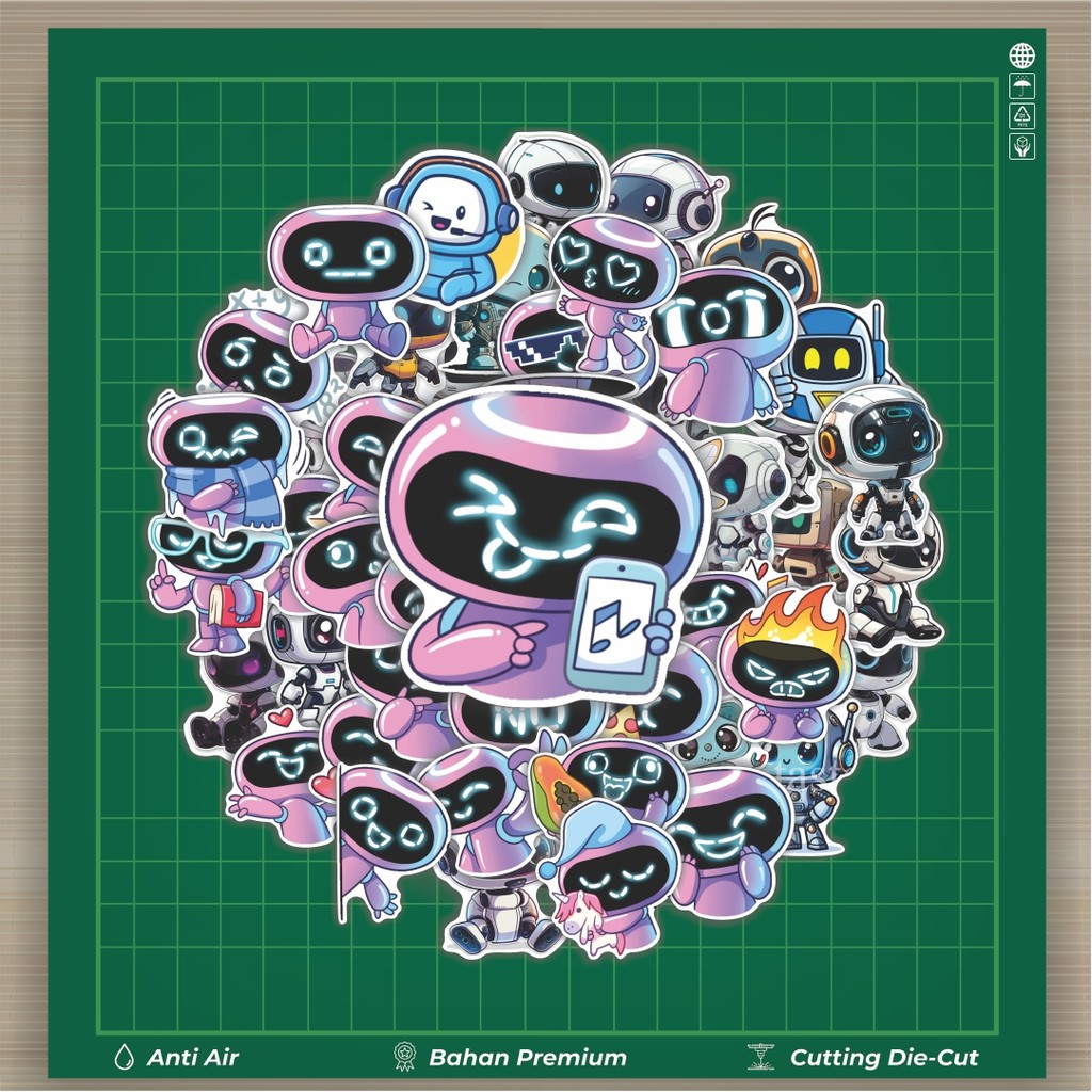 

Stiker Cutting Pack Stiker Robbie The Robot Isi 100Pcs Series Aesthetic Lucu Keren Untuk Koper Bahan Vynil