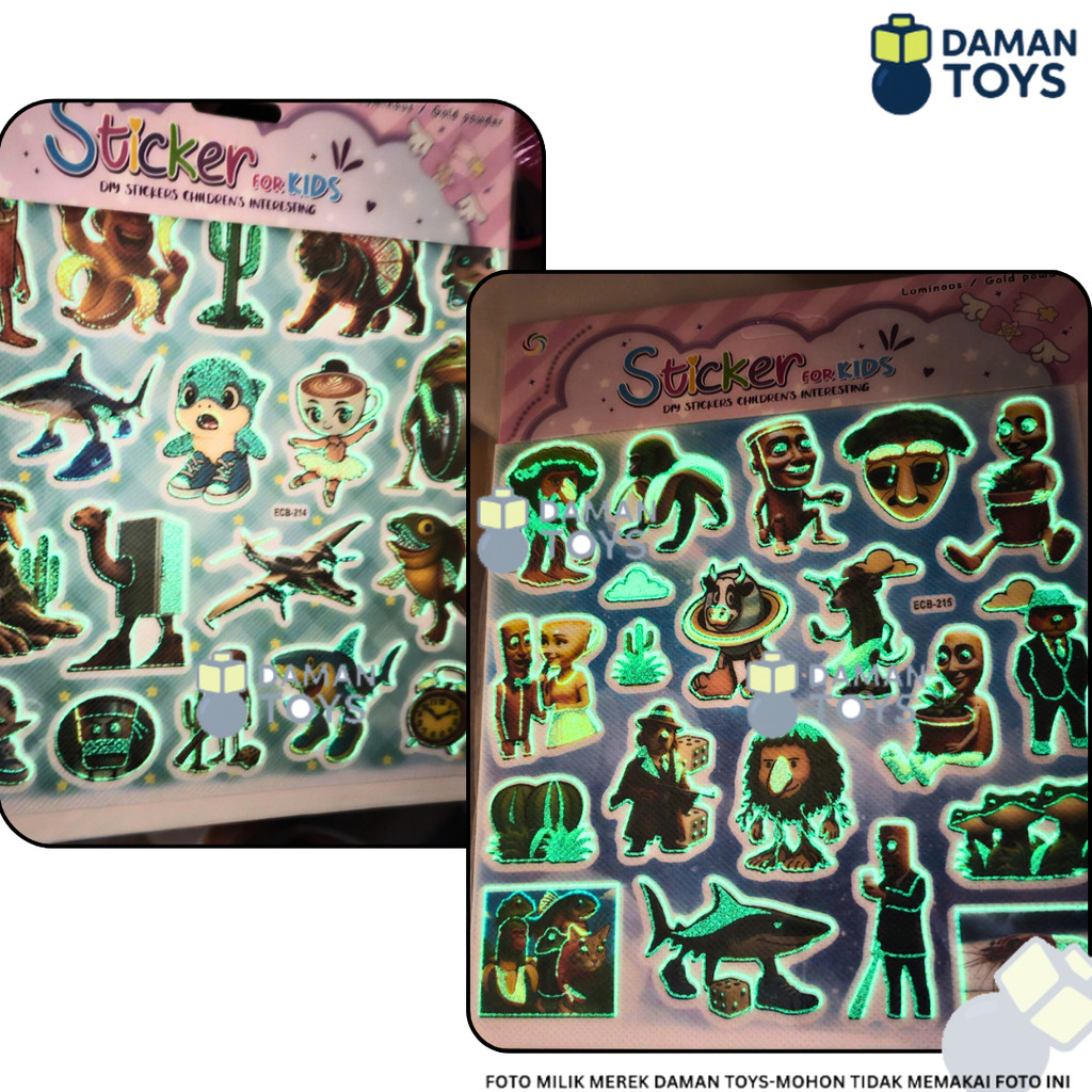 

Stiker GLOW IN THE DARK Tung Sahur Anomali Sticker Brainrot Italian Set Tempelan Balerina Bombardiro