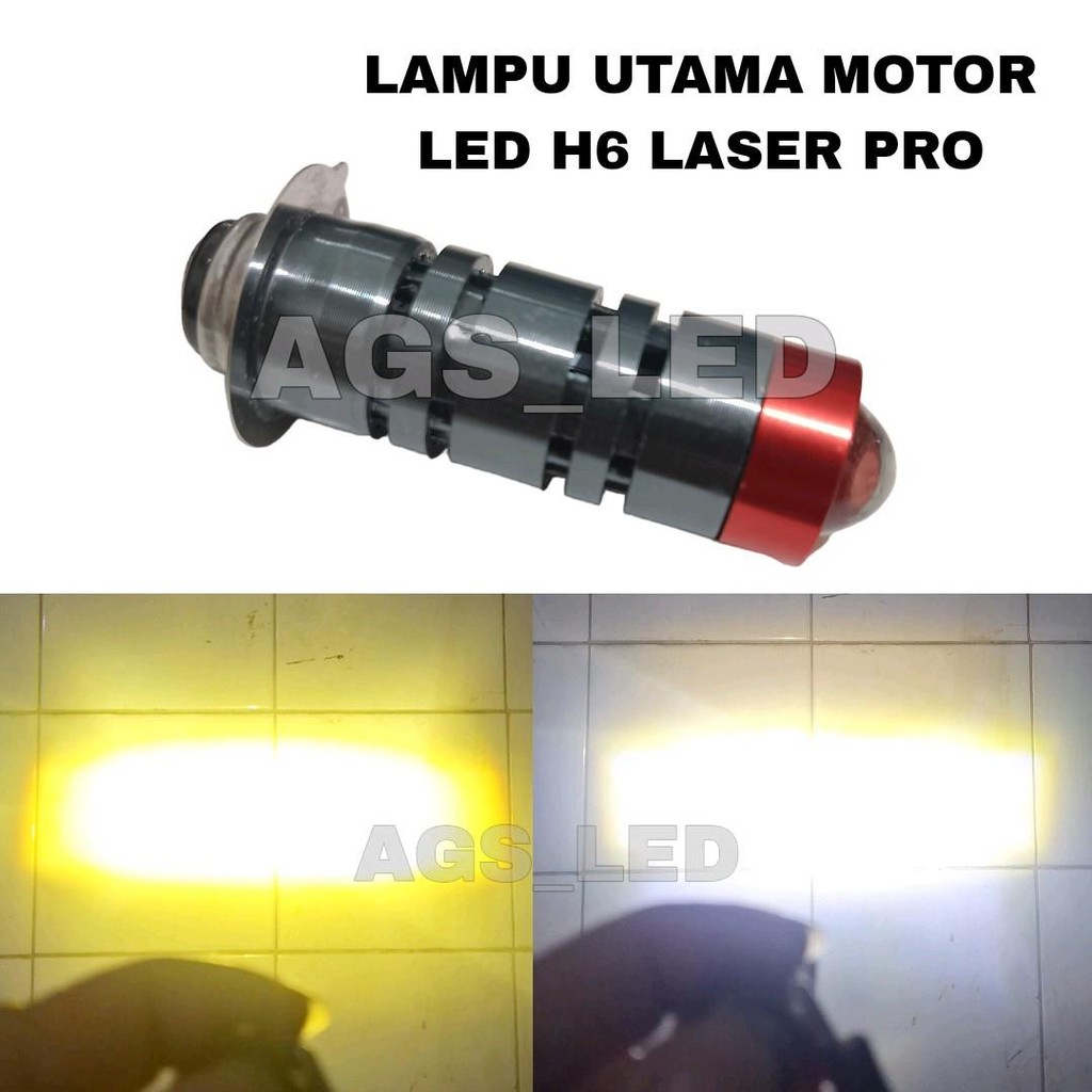 Lampu utama motor led laser h6 pro premium super terang 2 cahaya/lampu led depan motor h6 laser / la