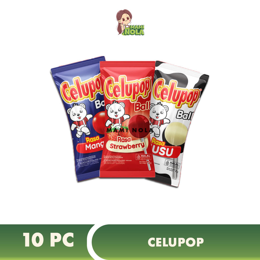 

Permen susu Celupop Rasa Buble Gum Mangga Strawbeery Isi 10pc