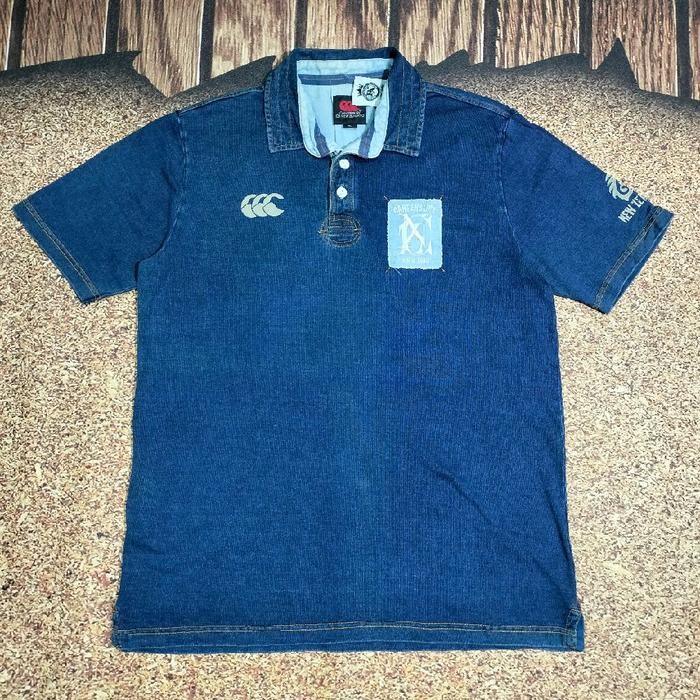 kaos polo denim stretch CANTERBURY OF NEW ZEALAND kaos kerah pria casual size L