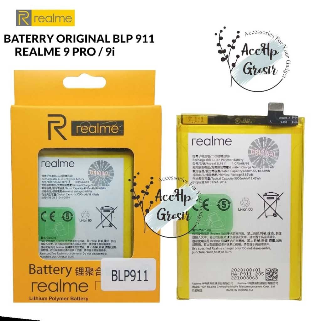 Baterai Realme 9 Pro Realme 9i / V25 BLP 911 Battery Batrai BLP911 Batu Batre Oryginal