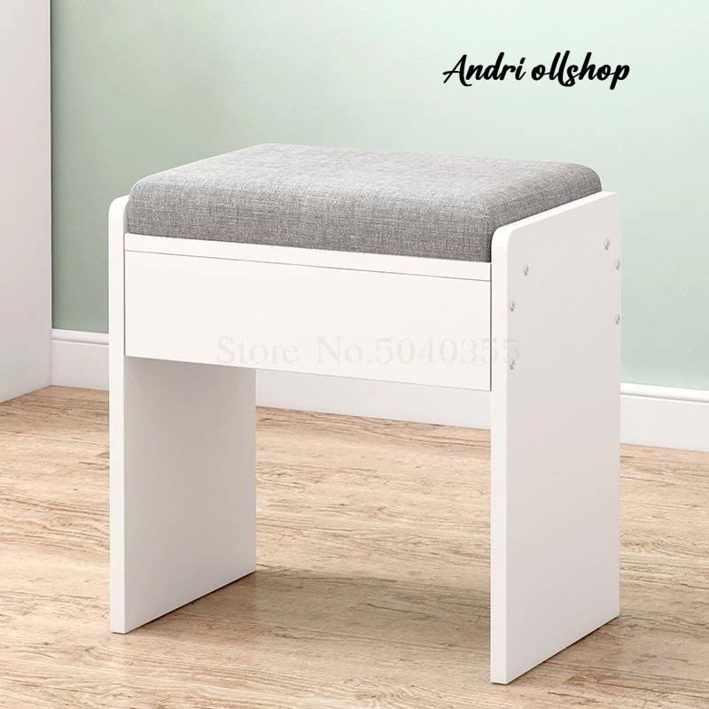 Kursi Meja Rias Minimalis Kayu Putih Hitam