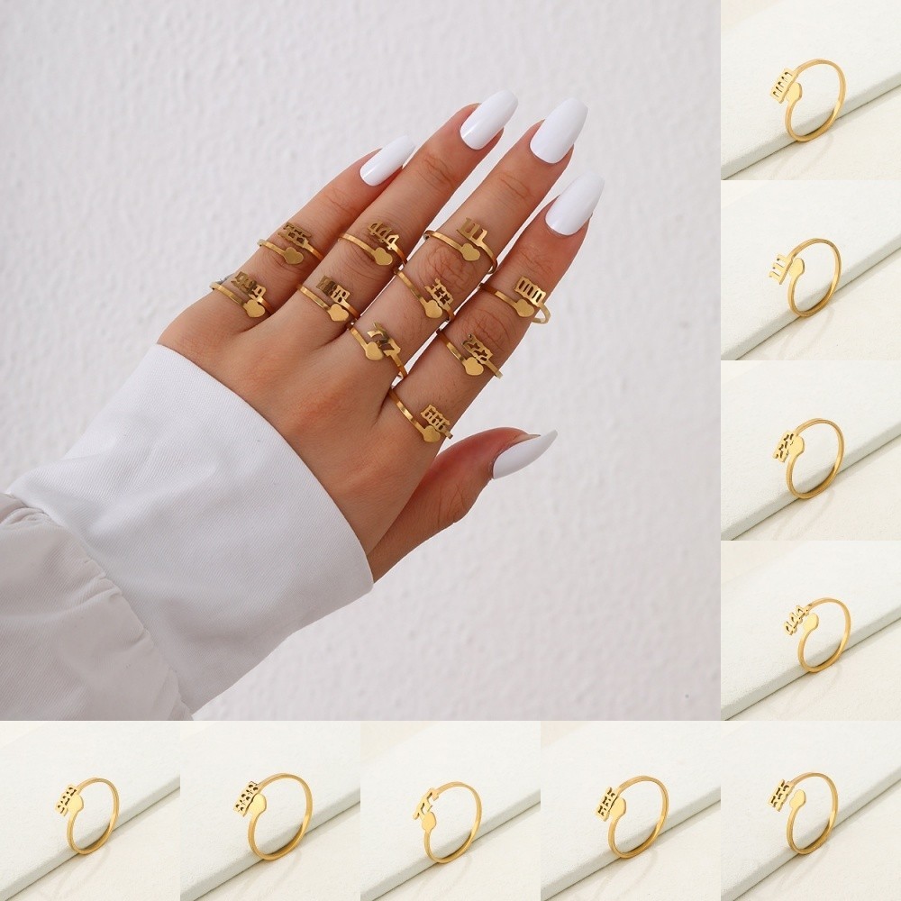 Cincin Angka Arab,Cincin Emas,Cincin dengan ujung terbuka,Cincin titanium,Cincin Wanita.