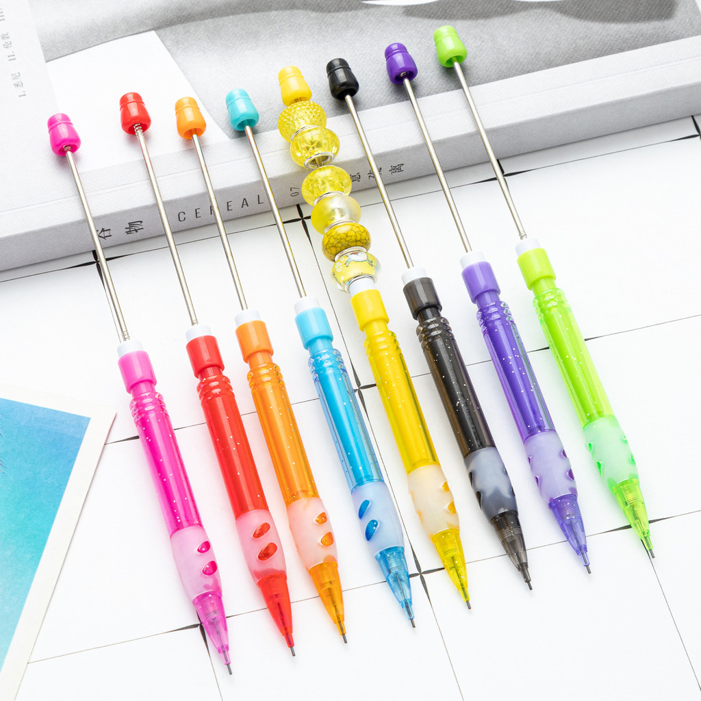

20pcs DIY Beaded Pencil for Students Non Sharpening Pencil 0.5 Non Refilling Beadable Automatic Cute Writing Pencil Wholesale