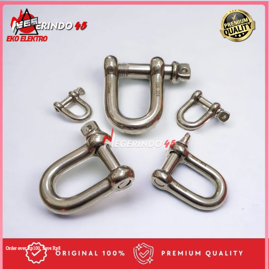 ESS - Segel D SS 304 10mm 12mm 16mm / Segel Stainless 304 / Shackle D ss304