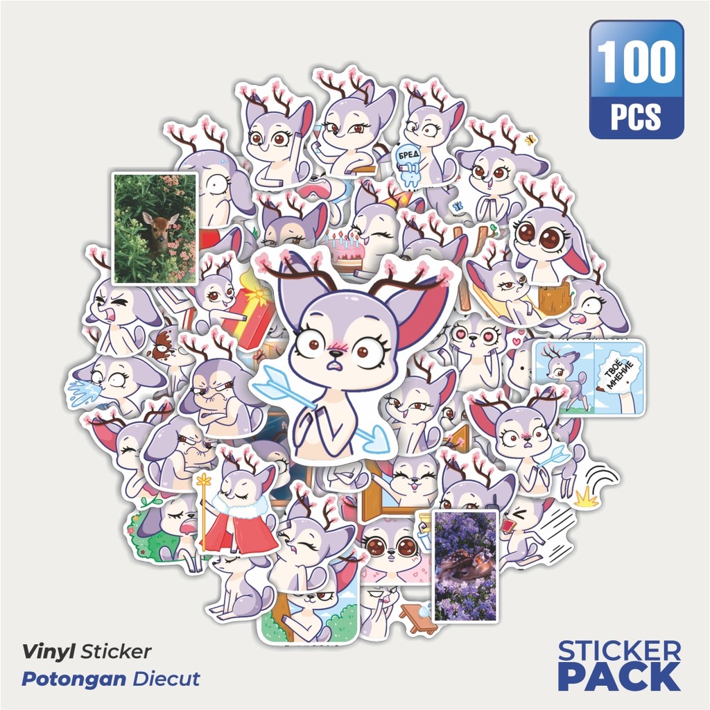 

Super Hemat! 100 PCS Stiker Animal Cute Bloomy Waterproof Aesthetic- Untuk Laptop, Motor, dan Helm - Paper Stationery Pack