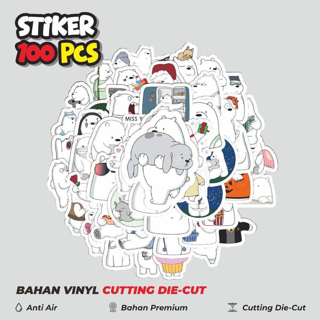

Terbaru! 50 pcs Funny Character We Bare Bear The Ice Bear Only Dekorasi Lucu Kreatif untuk Notebook, Skateboard, HP