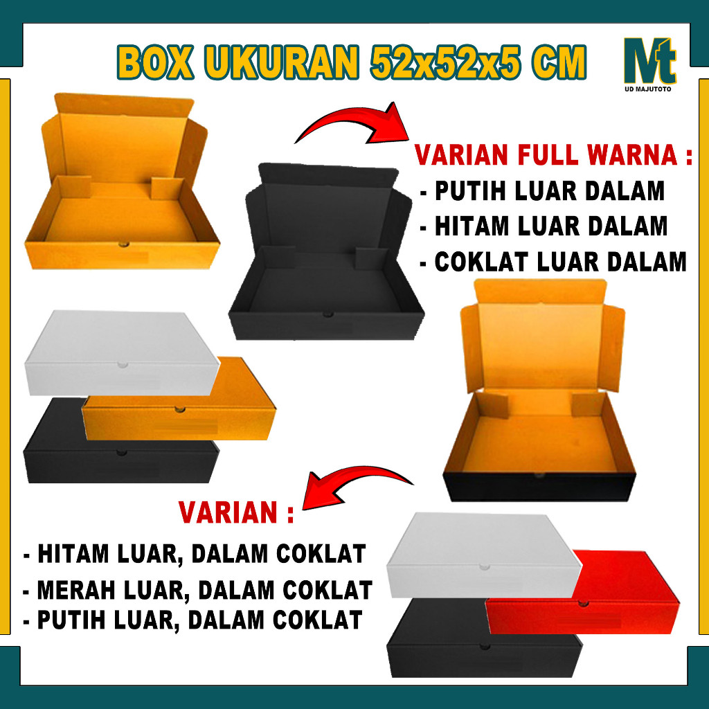 

Box 52x52x5 Cm / Box Lipat Depan / Box Pizza Jumbo / Kardus Polos