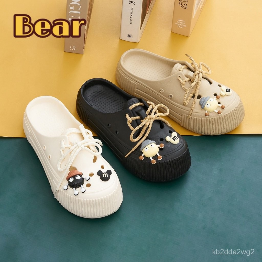 Bear 2025 Sepatu Sandal Wanita Baim Sendal Jibbitz Sandal Sepatu Wedges Sandal Kodok Uk:36-41