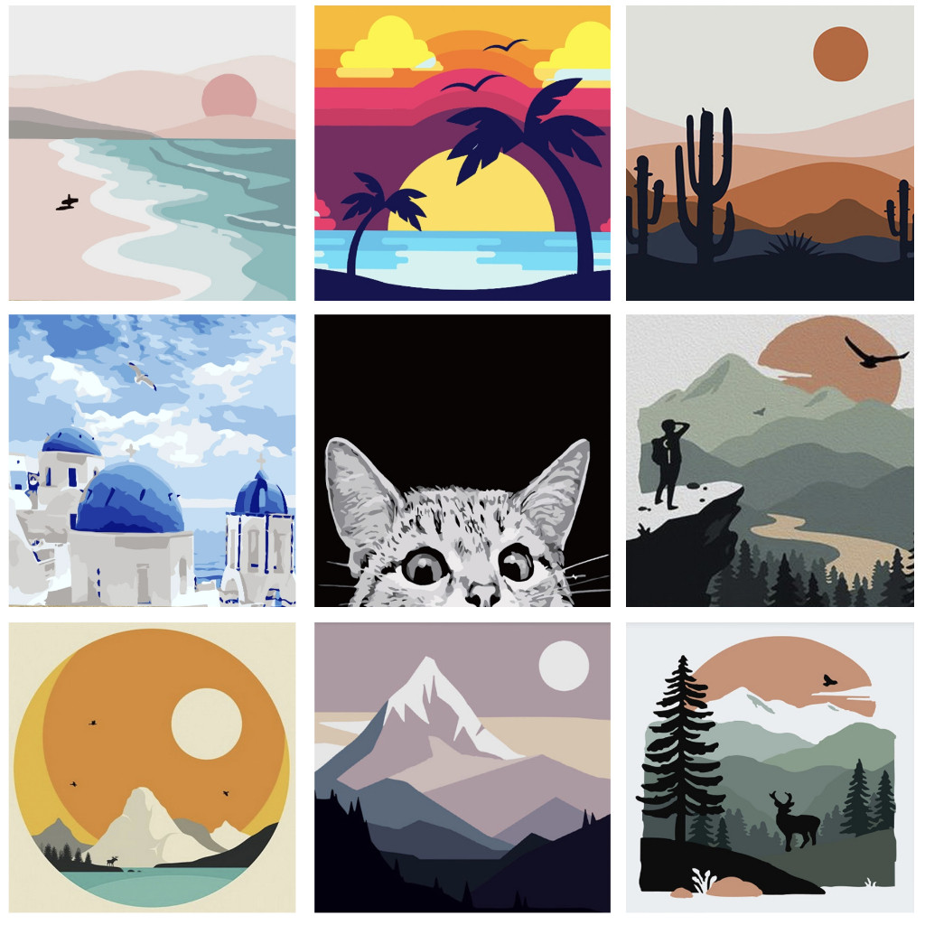 

TERLARIS DIY Oil Painting Mini 20x20cm Paint By Number Kit with Frame