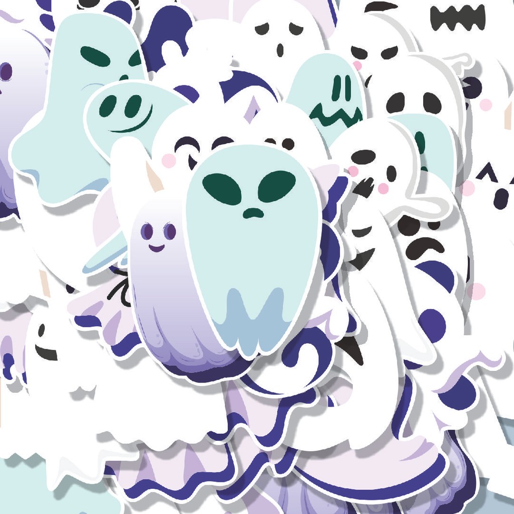 

100PCS Lucu Ilustrasi Hantu Stiker Aesthetic Stiker Anti Air Stikers Berperekat Waterproof sticker decal buat Motor Helm Buku Journal Koper Casing HP Laptop Botol Minum Hadiah anak