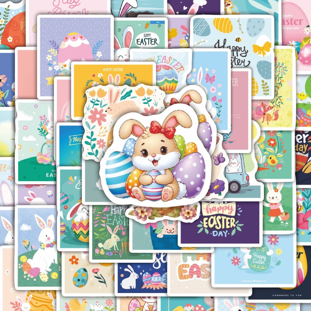 

100PCS Lucu Stiker Tema Paskah V1 Stiker Aesthetic Stiker Anti Air Stikers Berperekat Waterproof sticker decal buat Motor Helm Buku Journal Koper Casing HP Laptop Botol Minum Hadiah anak