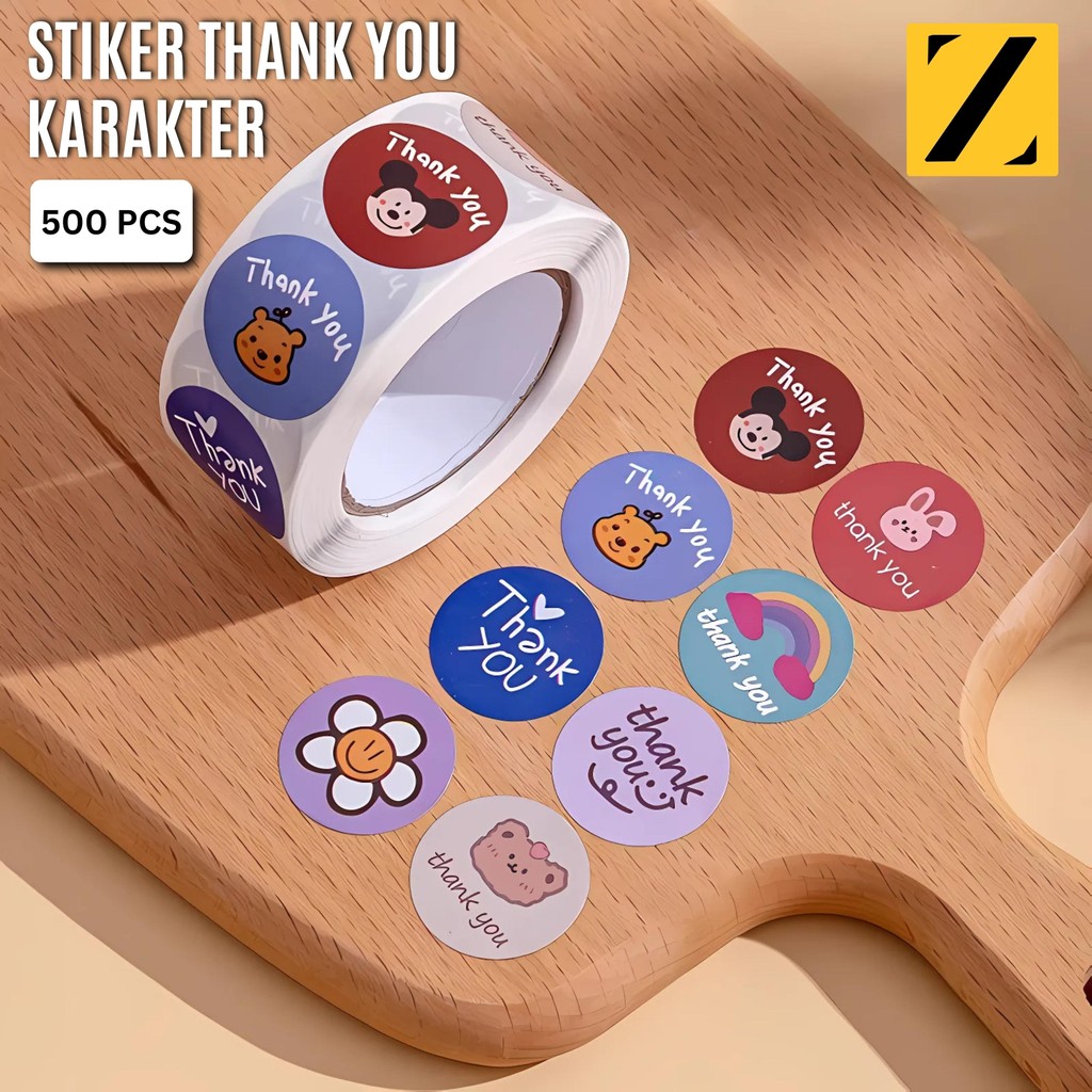 

Sticker Thank You Roll isi 500 PCS / Stiker Terima Kasih Karakter Label Roll