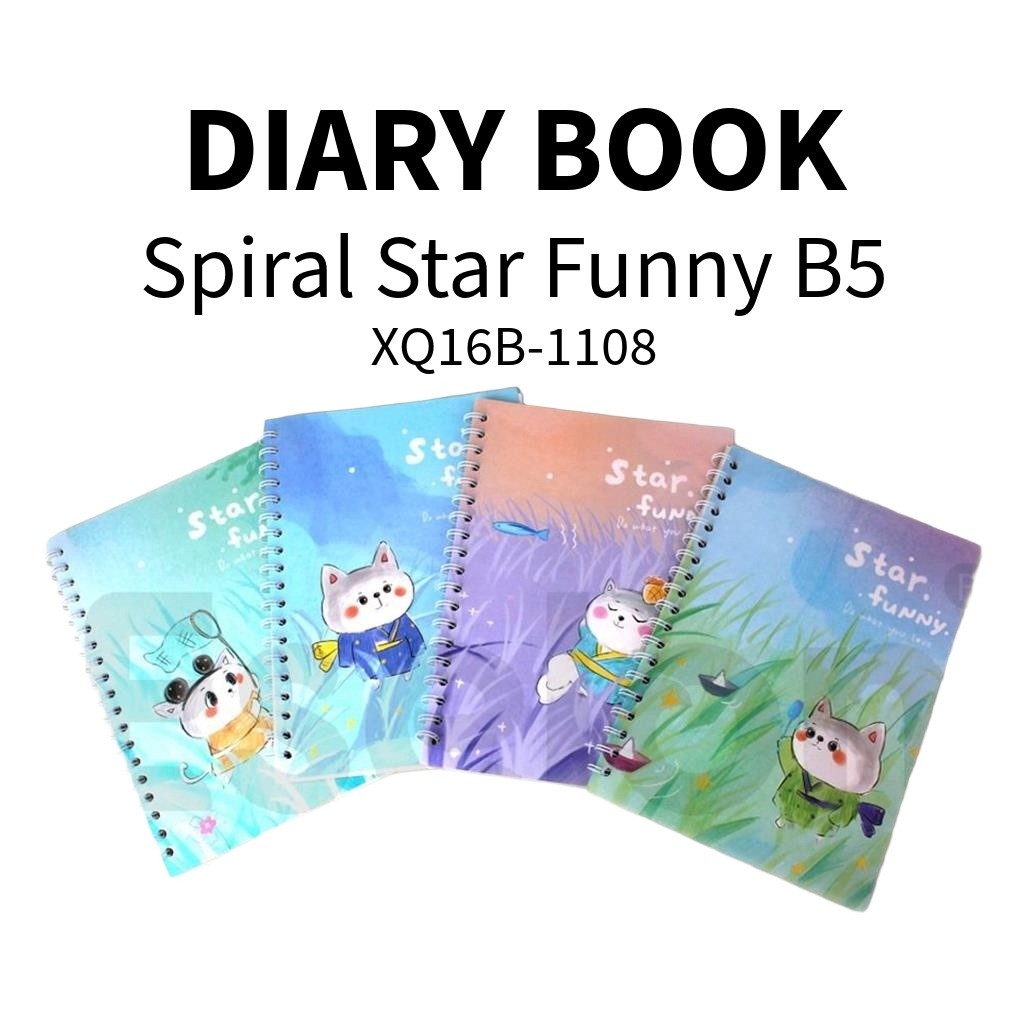 

♚Diary Spiral B5 STAR FUNNY XQ16B-1108 / Notebook Spiral 50 lembar♚