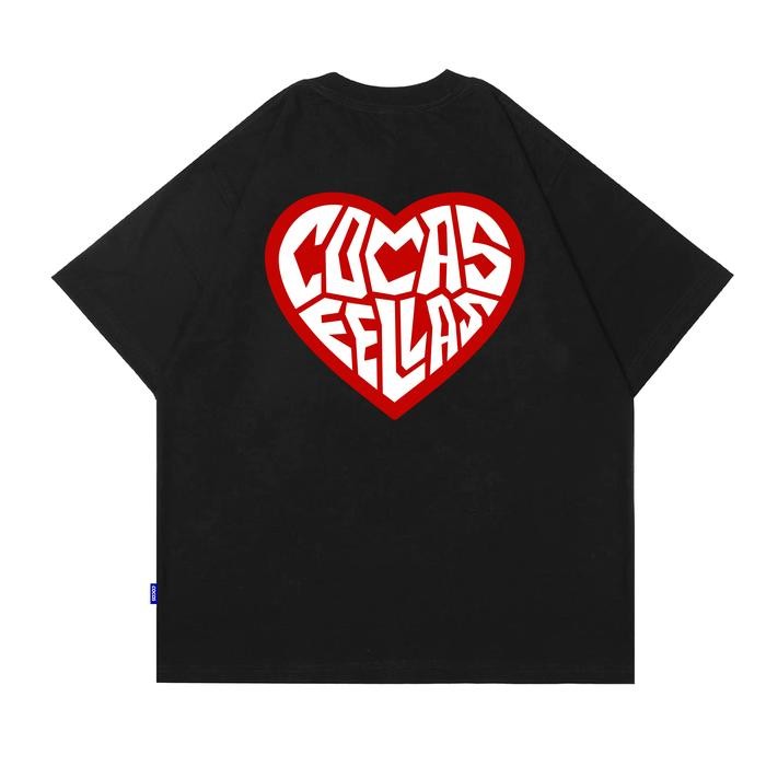 (COD) COCAS Kaos Original COCAS LOVE Black Oversize Cotton 24s - S